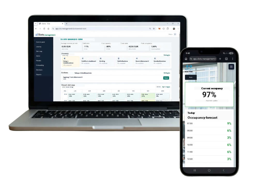 Slots.management dashboard on laptop and smartphone